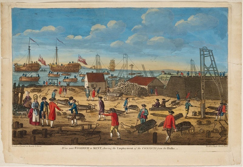View near Woolwich in Kent shewing [sic] the employment of the convicts from the hulks, c1800 (State Library of NSW)